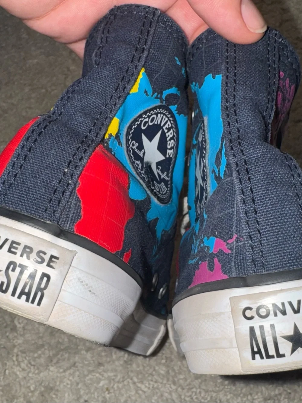 Converse Kids High-Top Sneakers in Navy with Bright Map Print